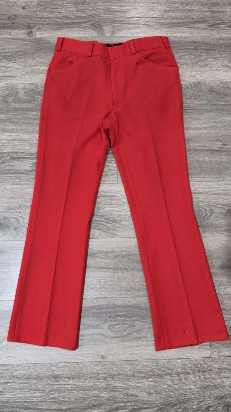 Vintage Double Knit Flare Dress Pants Size 36 Red Polyester